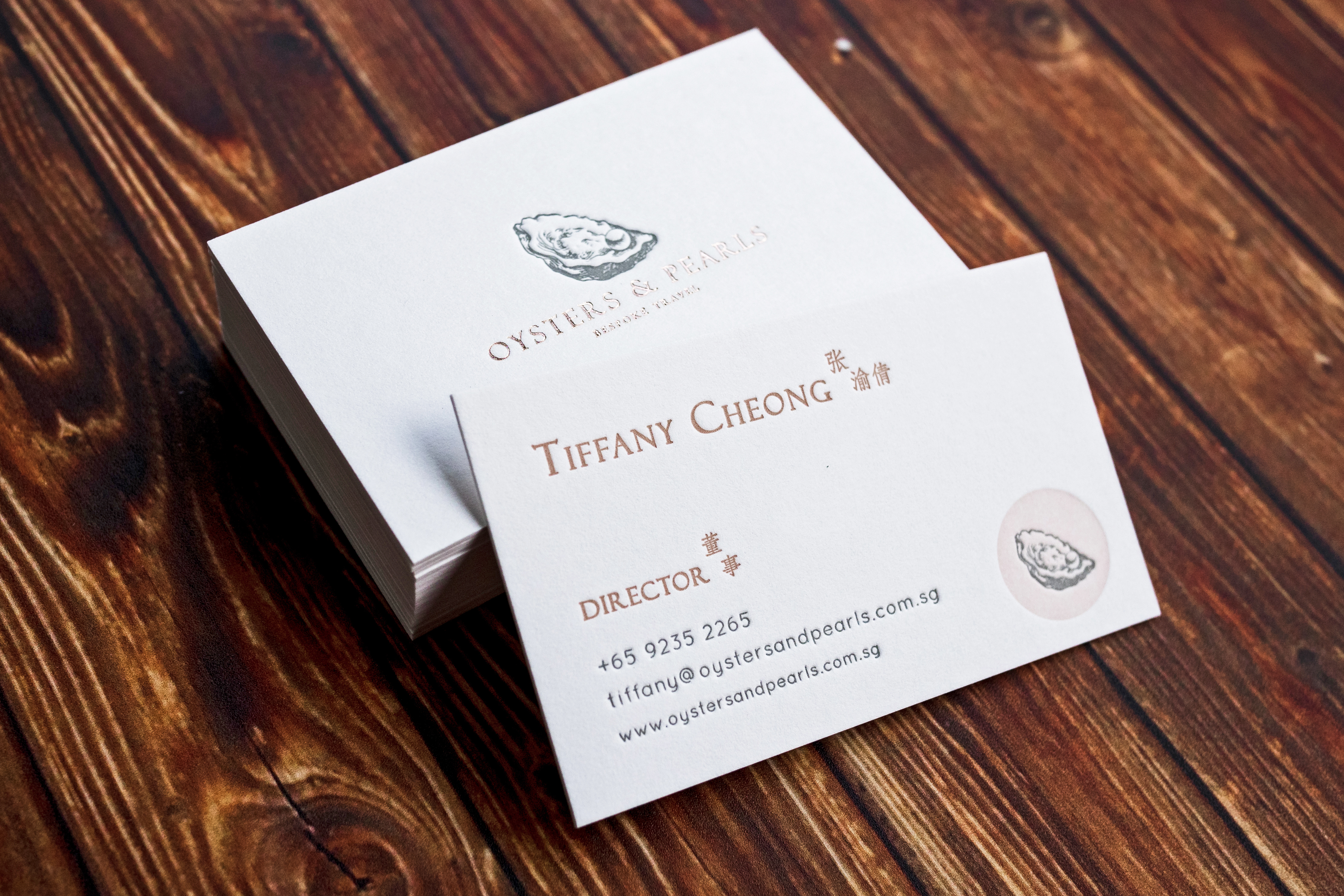 Cotton business cards for an individual - These can be placed inside custom media kits in Singapore